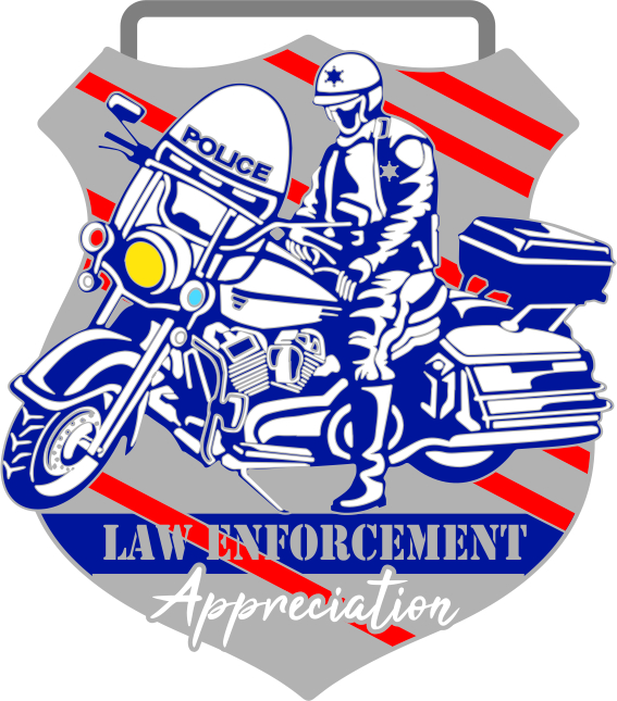 Now Only 5.99! 2024 Law Enforcement Appreciation 1M 5K 10K 13.1 26.2 Kids Out and About DMV